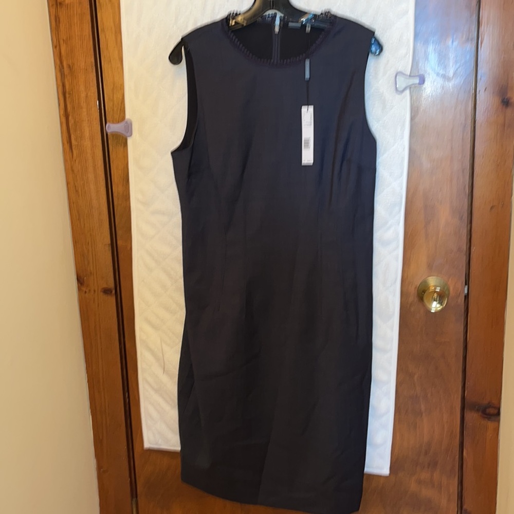 Elie Tahari Blue Sleeveless Dress Lace Trim